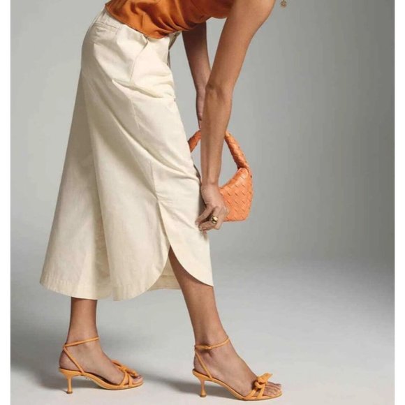 Anthropologie Mare Mare Curved Hem Chino Pants Womens 3X Sand Ivory High Rise - Picture 5 of 14